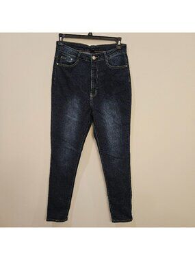 Womens High-Waisted Dark Wash Skinny Jeans 1X By B.O.B With Stretch Cotton Blend